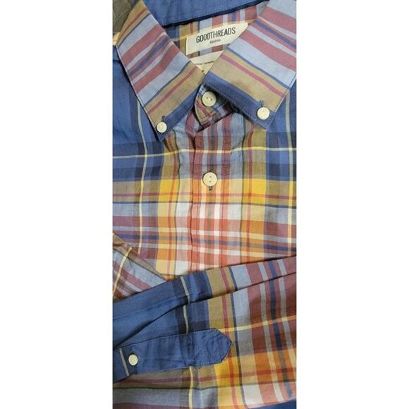 Goodthread Mens Multicolor Plaid Standard Long Sleeve Button Up Shirt Size LT - Picture 5 of 5